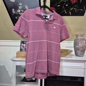 Men's Light Maroon Striped Polo Shirt